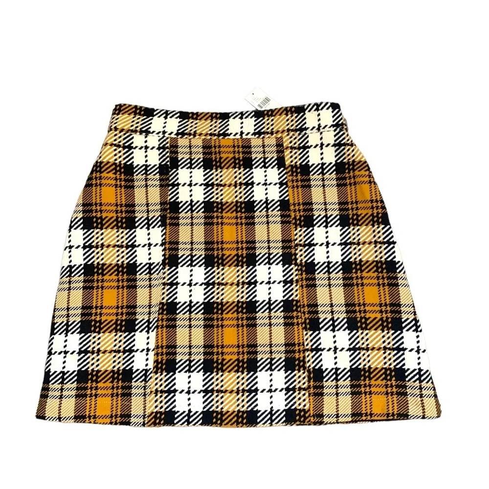 NWT Maeve by Anthropologie Yellow and Black Plaid Skirt.